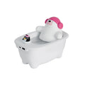 White USB air humidifier with 550ml water tank showing mist output and control buttons