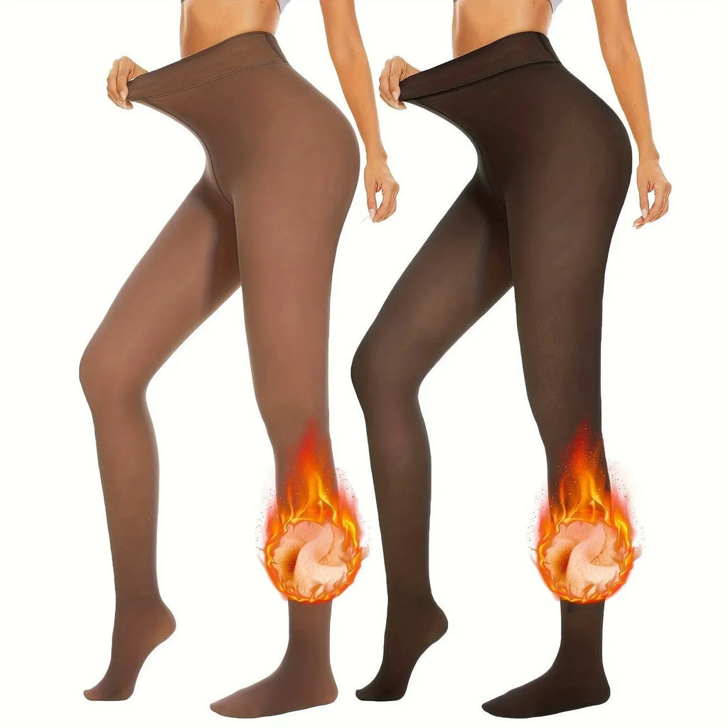 Anti-snagging thermal leggings with wool lining in black, coffee and silver silk styles