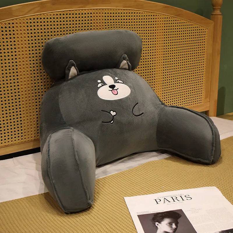 Ice Bean bedside cushion soft cover with embroidery, husky pattern, medium 60x40cm size