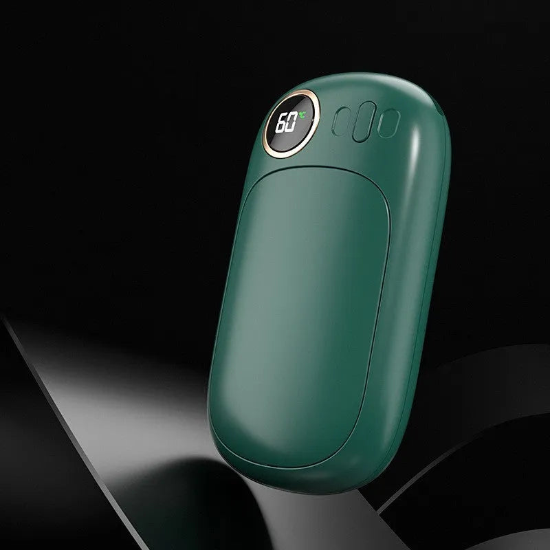 Two-in-one hand warmer power bank in army green with Type-C port and 4000mAh capacity