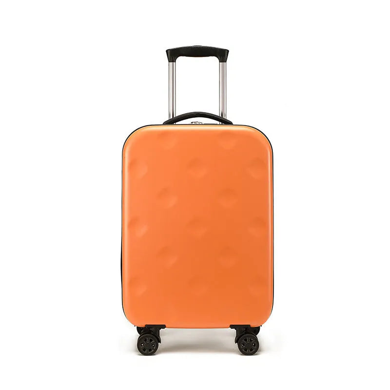 Folding rod case with universal wheels, waterproof ABS shell, in off-white, medium 20-35L capacity