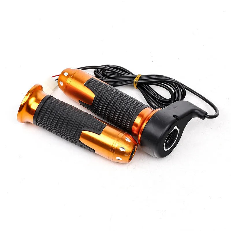 Three-wheel electric car accelerator modification kit showing a three-speed rotating handle in gold with a 3-wire plug.