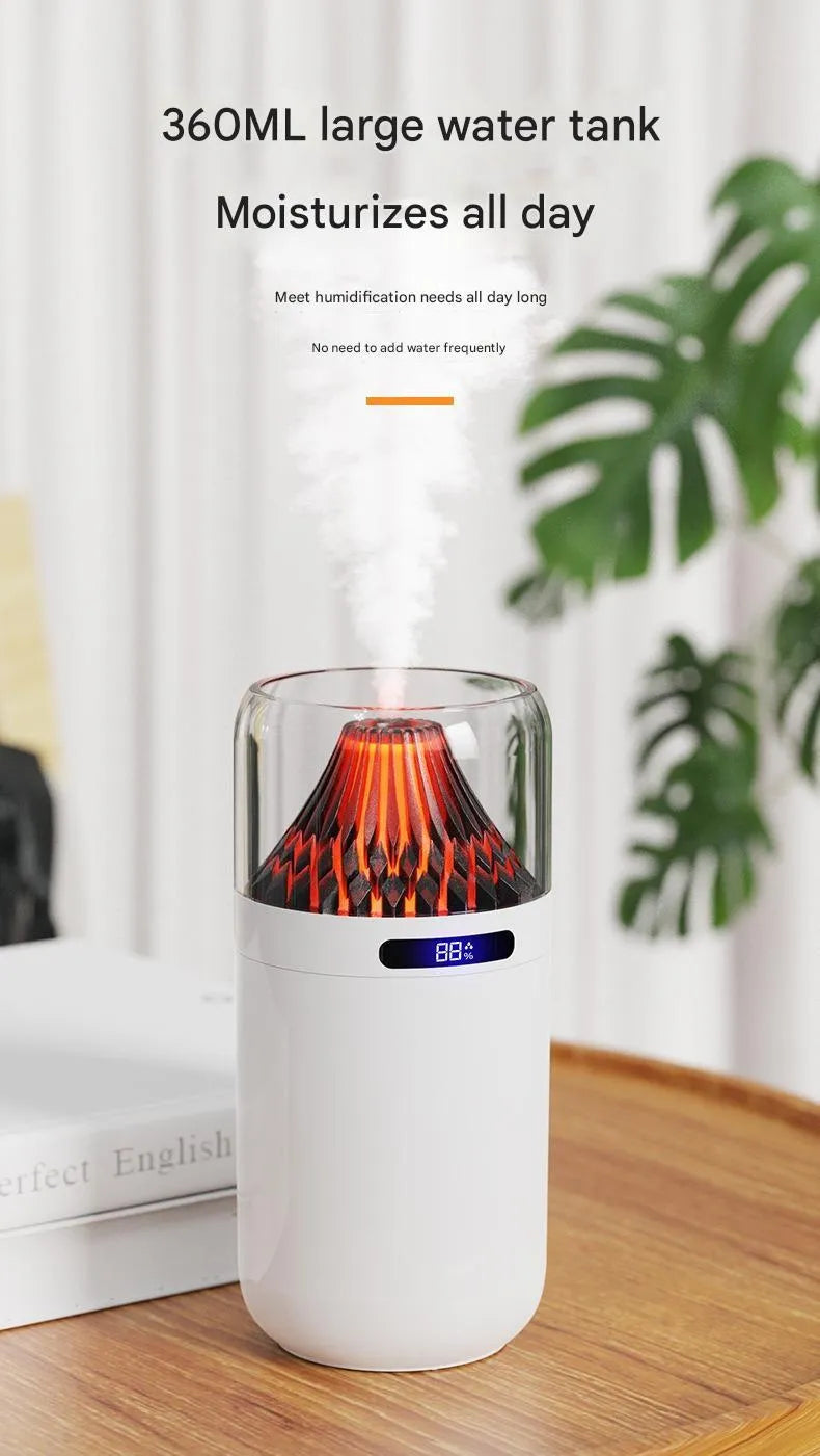 Volcano USB humidifier compact battery-powered digital display aromatherapy black white