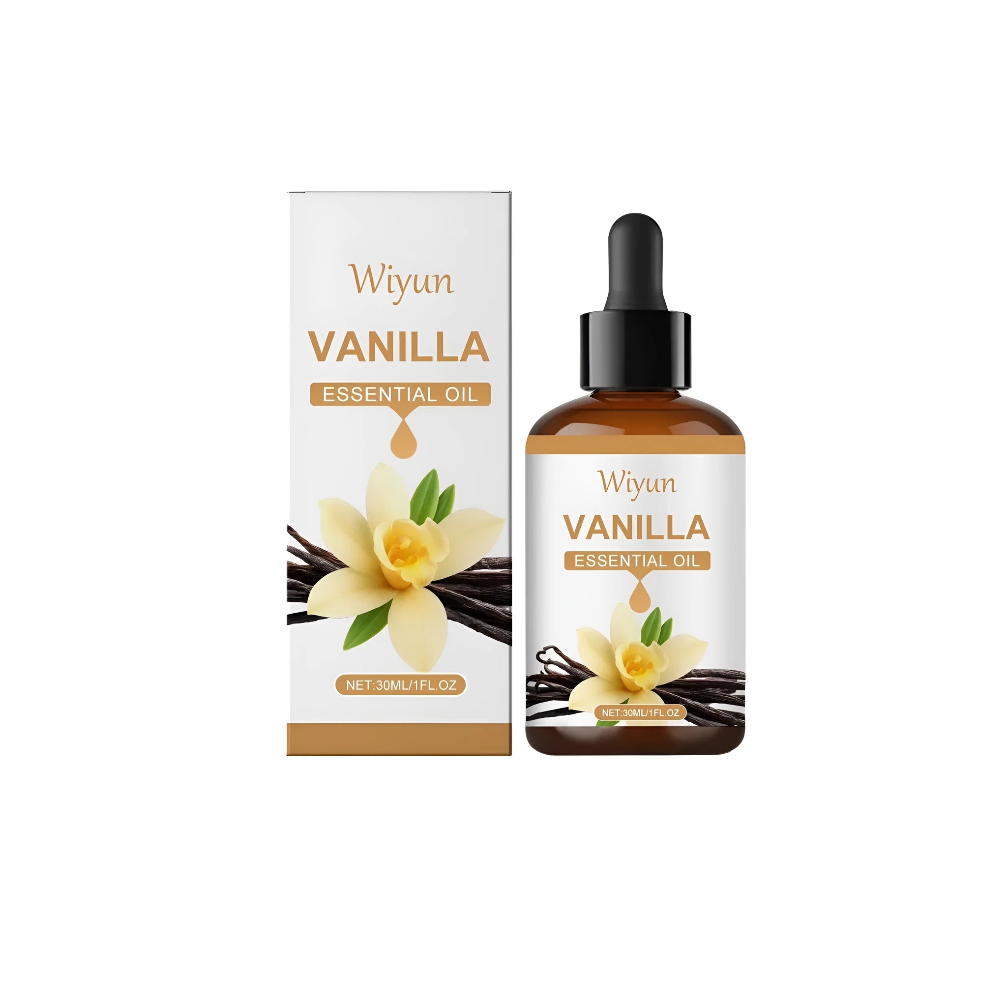 30ml bottle of vanilla flavoured oil with glycerin base and vitamin E
