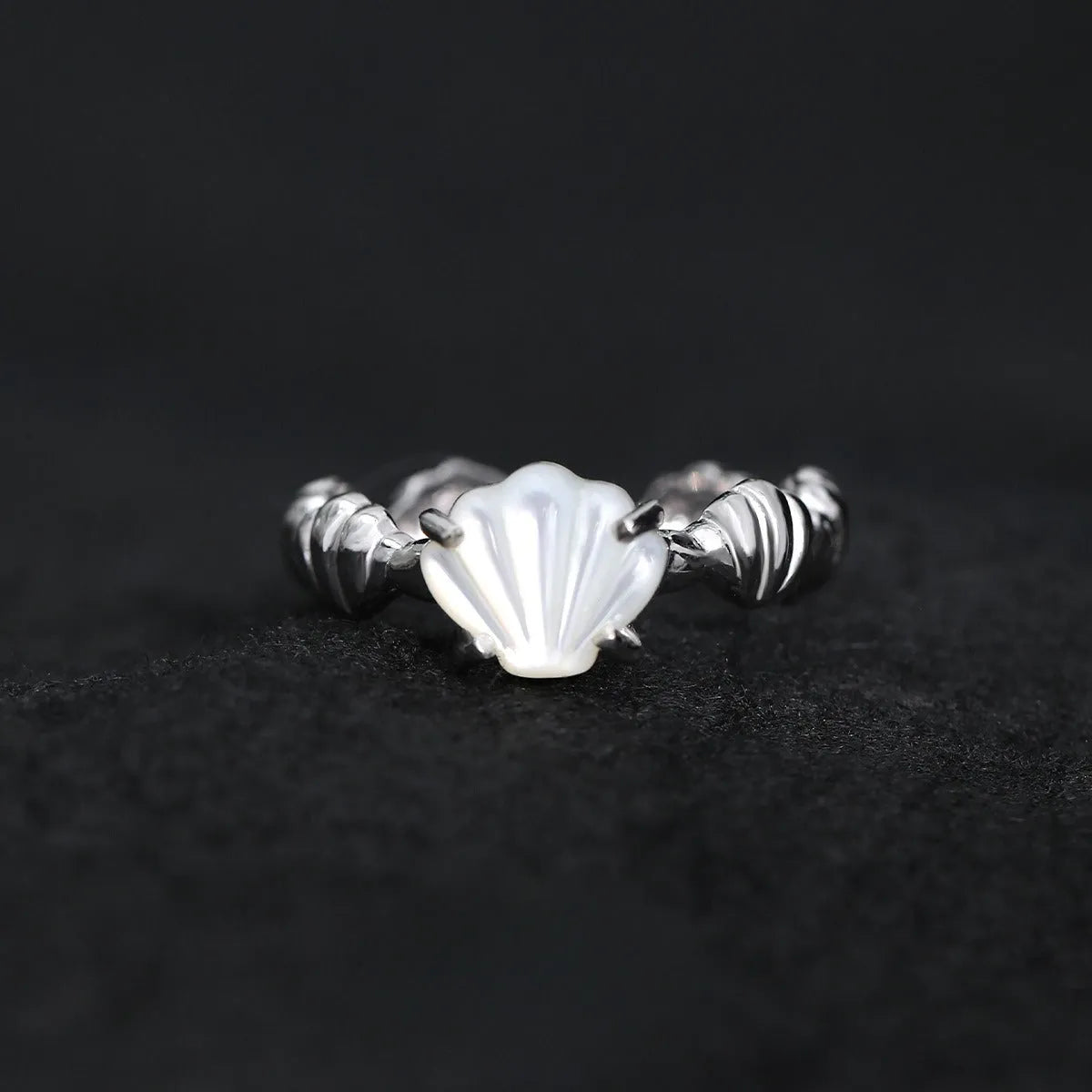 Adjustable shell tiger eye ring in silver with white gold or 18K gold electroplated finish