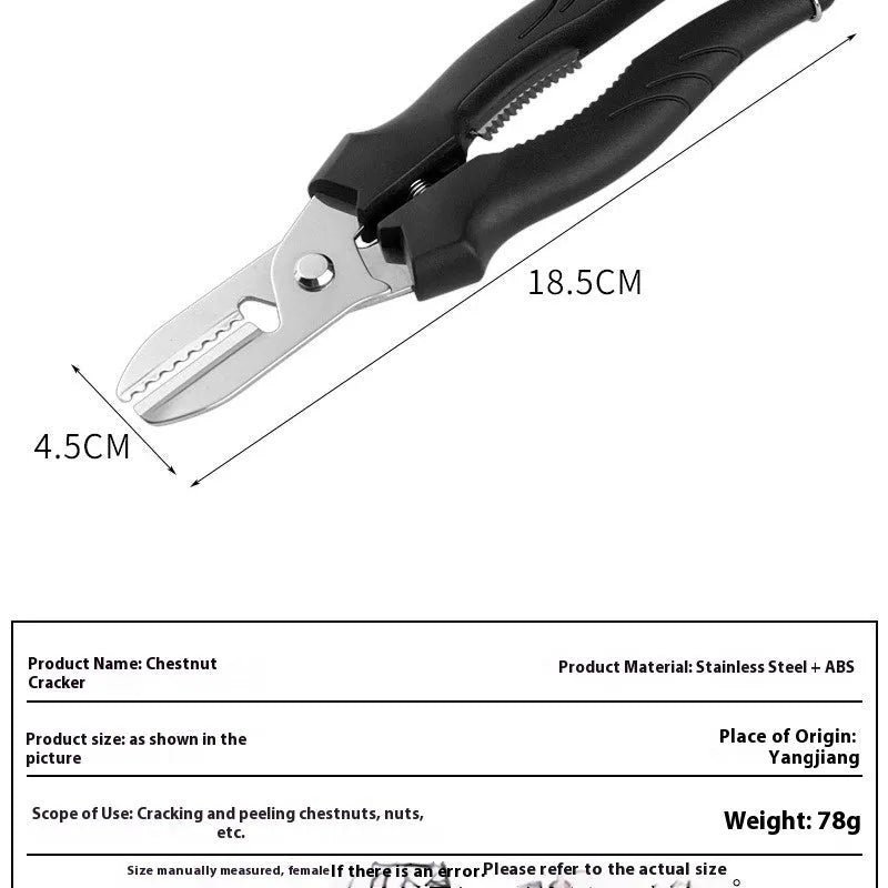 Black or brown stainless steel chestnut opening and peeling scissors kitchen tool