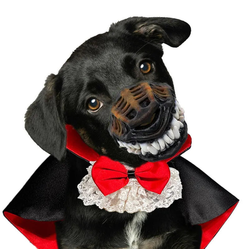 Halloween dog mask pet costume in polyester, available in 30cm, 32cm, and 36cm sizes for cats and puppies.
