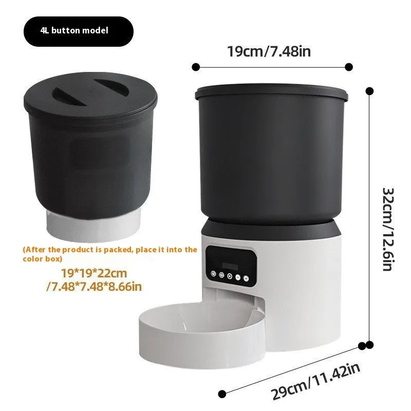 4-litre automatic pet feeder with digital control panel and stainless steel food bowl