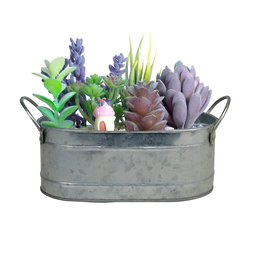 Iron sheet desktop succulent flowerpot with water-saving design for small cacti and plant arrangements