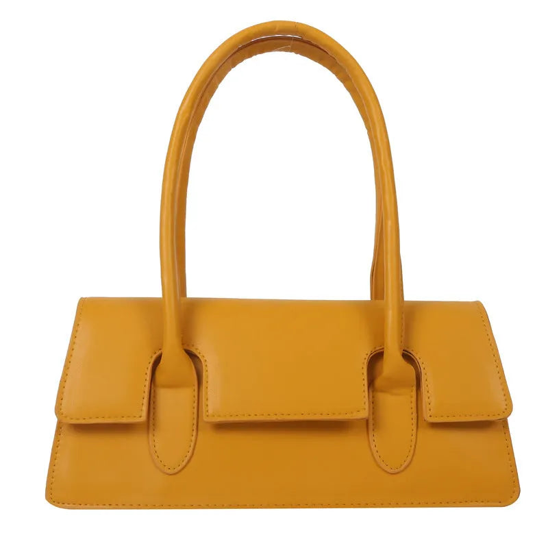 Women's retro-style square shoulder bag in PU leather with single strap and document pocket