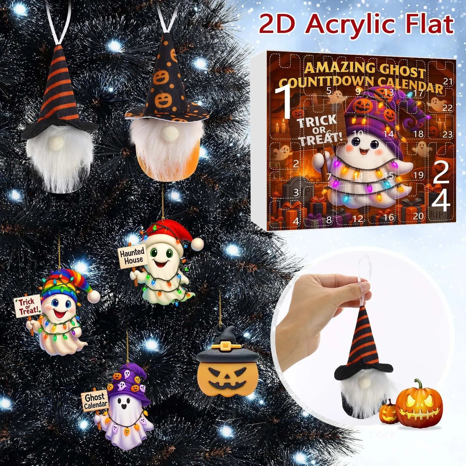 Ghost Pumpkin Doll Blind Box Halloween set with 16 pendants, 6 PVC figurines, and 2 plush dolls