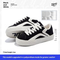 Women's blue and white vulcanised board shoes with a low-top lace-up design and round toe.