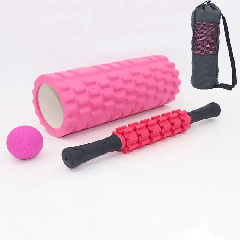 Black 33cm fitness foam roller with six segment construction for health massage
