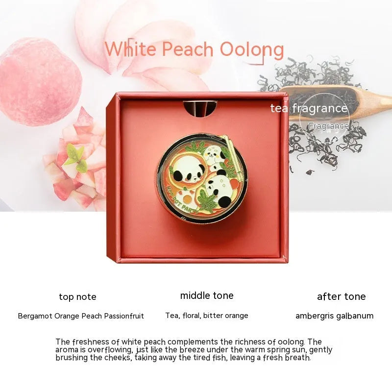 Panda hot pot design car air freshener with clip-on vent mount and diatomaceous earth fragrance tablets