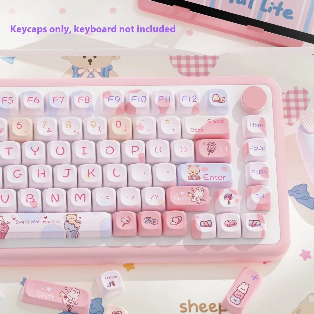 Five-sided sublimation Moa PBT keycap set 112 keys sweet cotton candy colour boxed