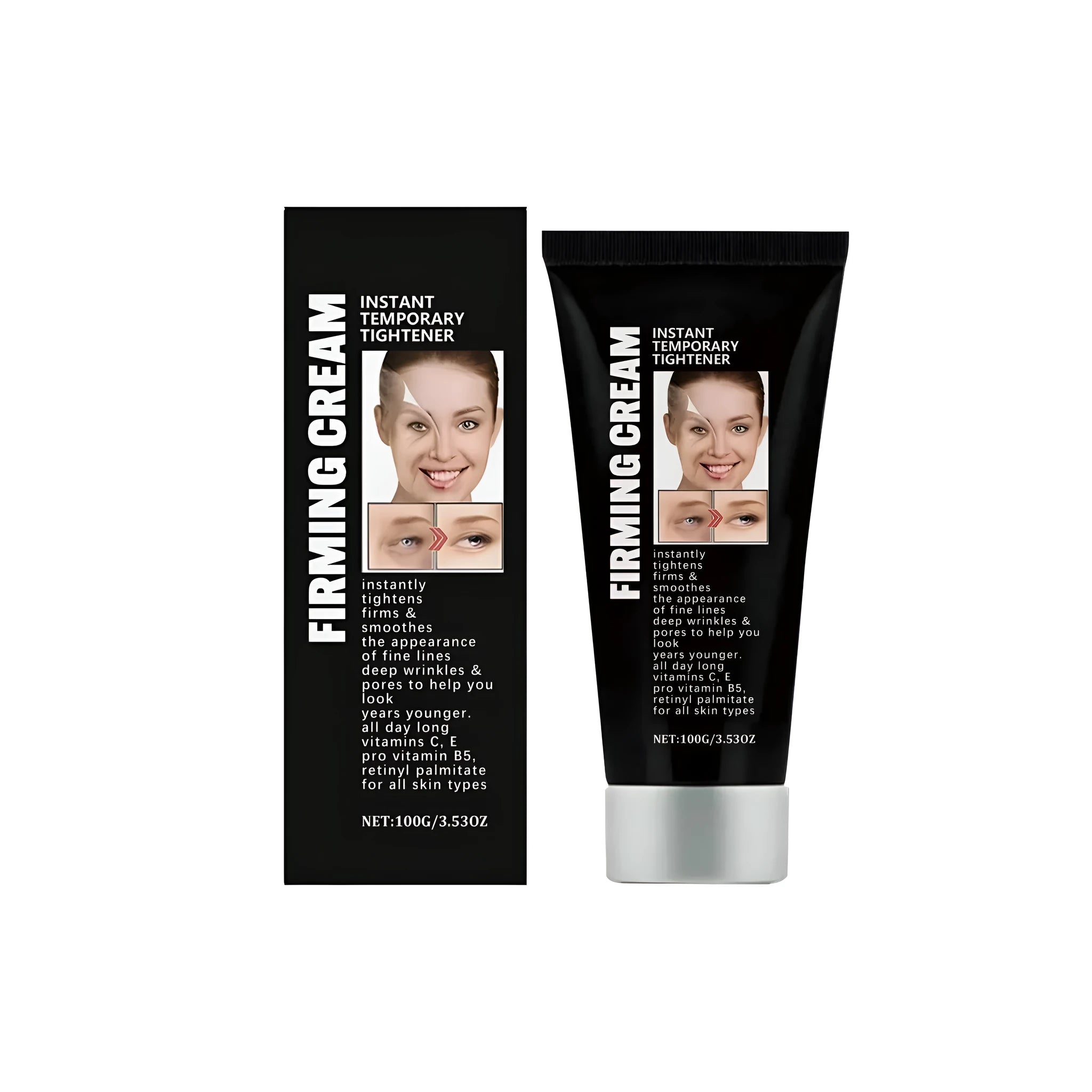 50g container of anti-wrinkle firming face cream with vitamin C and retinol.
