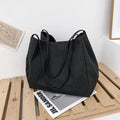 Women's solid colour canvas shopping bag with double shoulder straps and internal mobile phone pocket