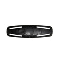 Black nylon child car seat harness buckle lock button measuring 14.5 by 4 centimetres.