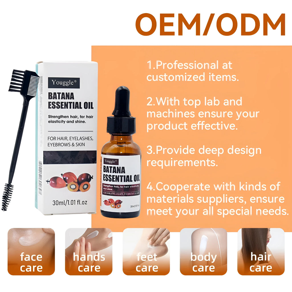 30ml bottle of organic batana essential oil for hair repair and growth
