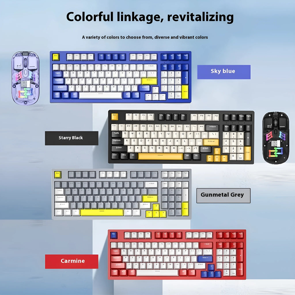 98-key mechanical keyboard and mouse set with backlight in various colour options