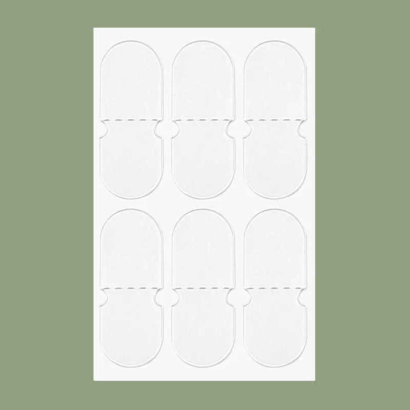 Transparent TPU ear support patches showing frosted and clear options with adhesive backing