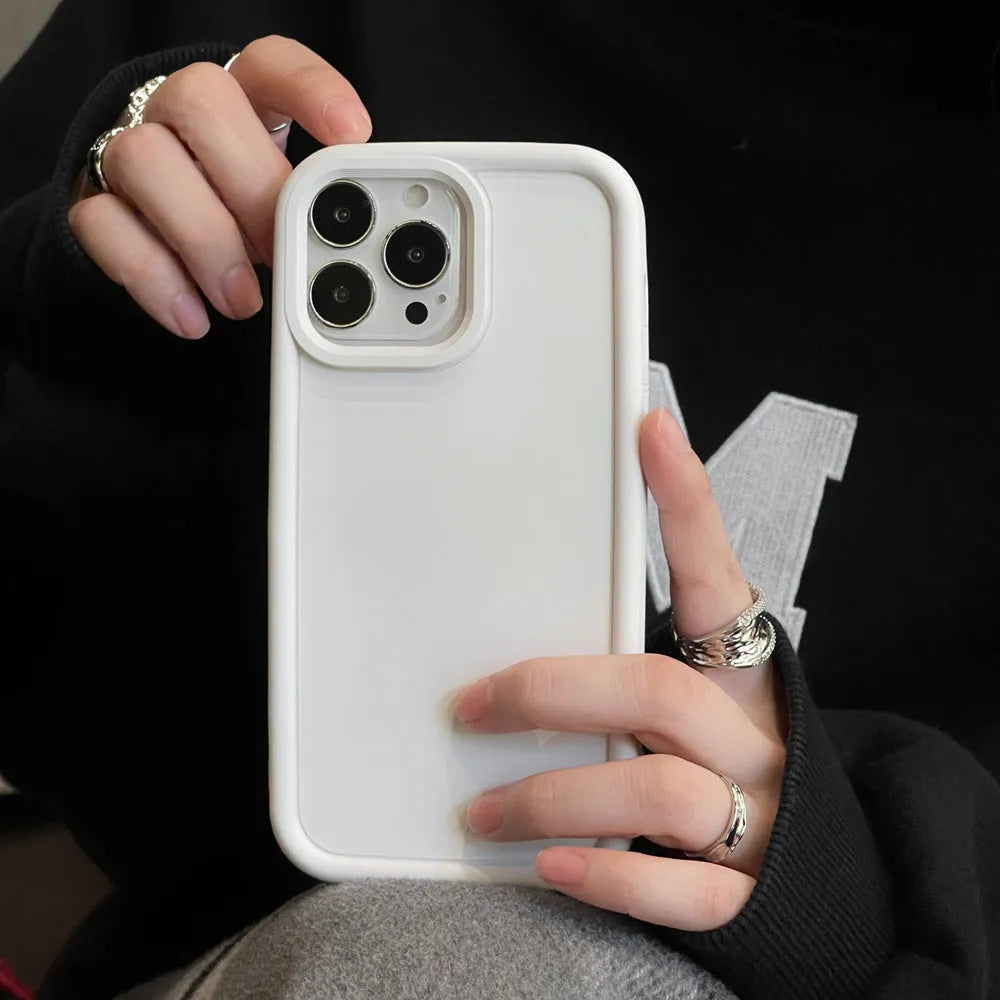 Frosted matte silicone iPhone case with skin-feel texture in solid colour options