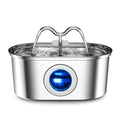 Stainless steel automatic water dispenser for cats and dogs with pump and filter.