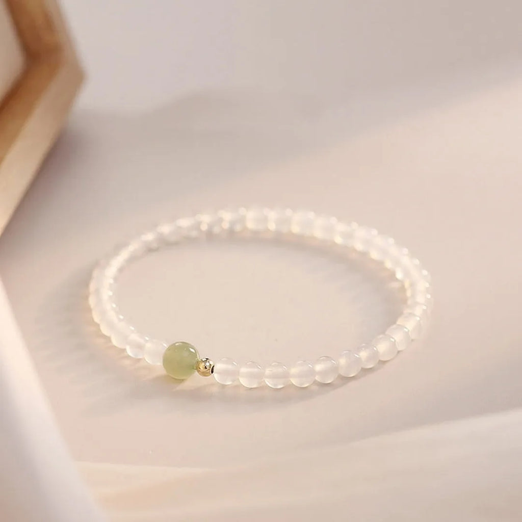 Natural white agate women's bracelet with New Chinese style design on 15cm measurement