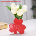 Clover-shaped white porcelain ceramic vase in European style with compact desktop dimensions
