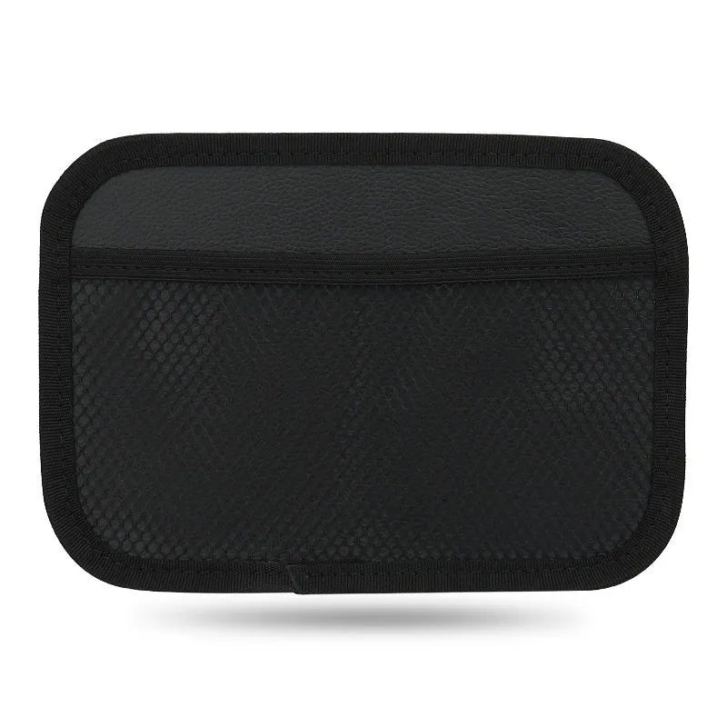 Adhesive polyester mesh net storage pocket for car and home, shown in large or small size.