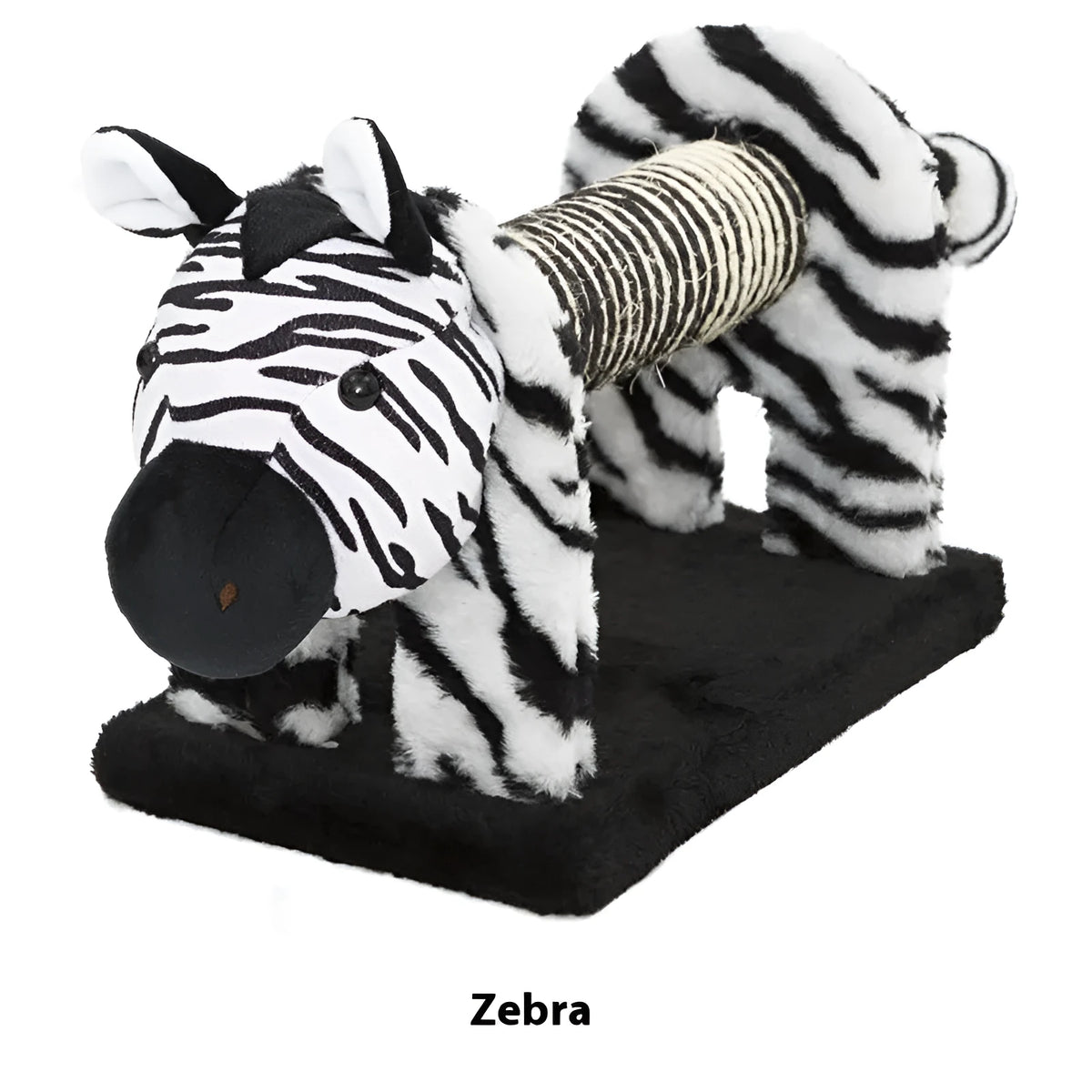 Vertical cat scratch board pillar with natural sisal fibre rope in bear, lion, elephant, tiger, or zebra style