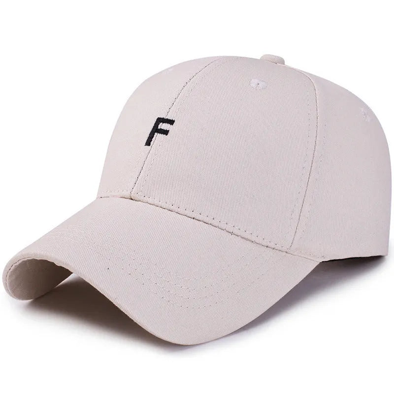 Cotton adjustable big brim baseball hat in purple with letter pattern