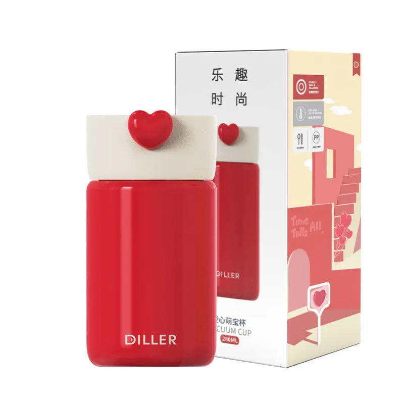 Women's 316 stainless steel thermos cup in pink 200ml portable insulated travel mug modern simple design
