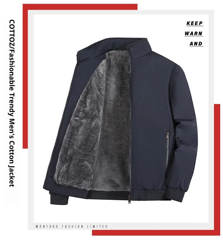 Men's winter thickening cotton coat in black, oversized fit, size M to 8XL, polyester fibre