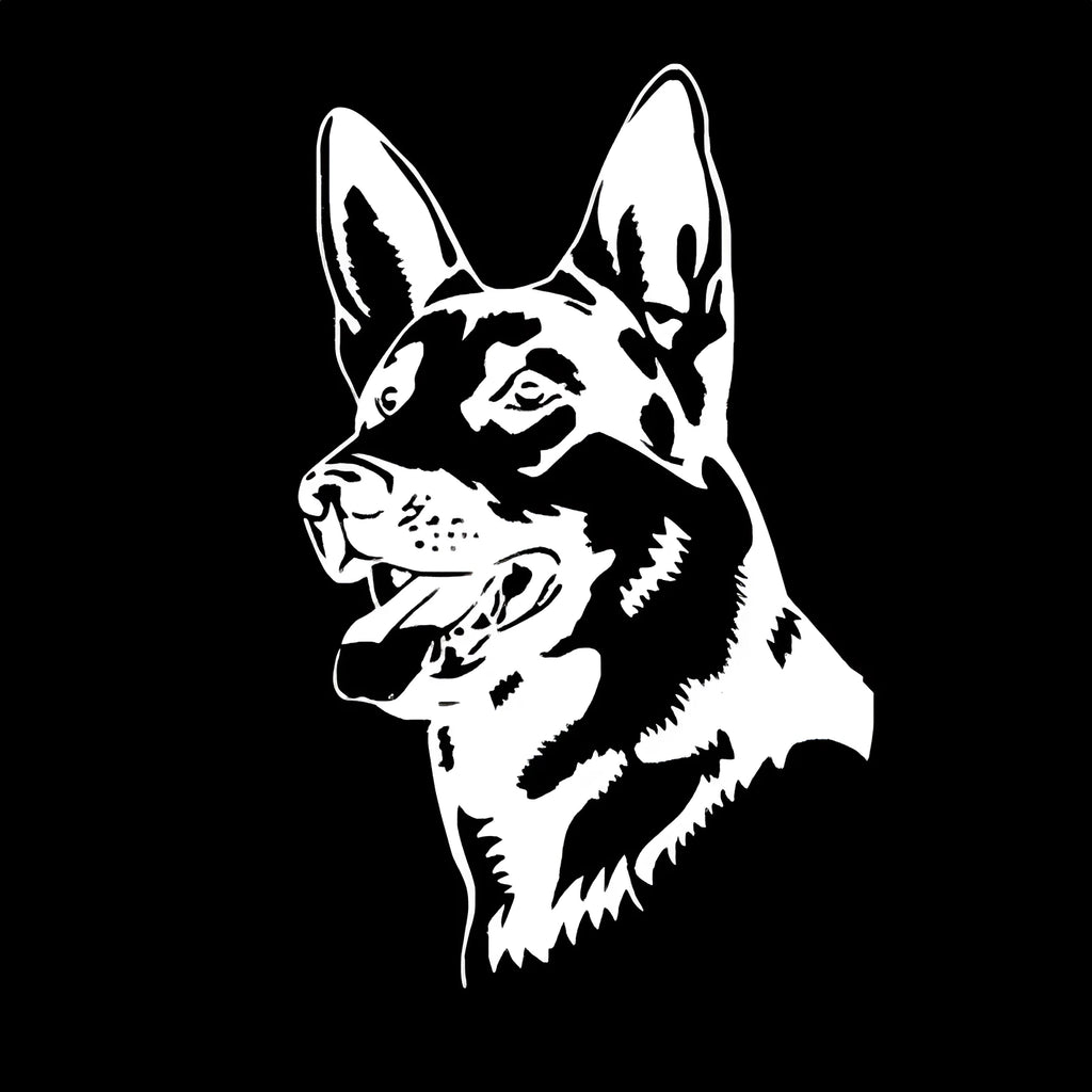 Reflective Alsatian Shepherd dog bumper sticker for car windows and bumpers