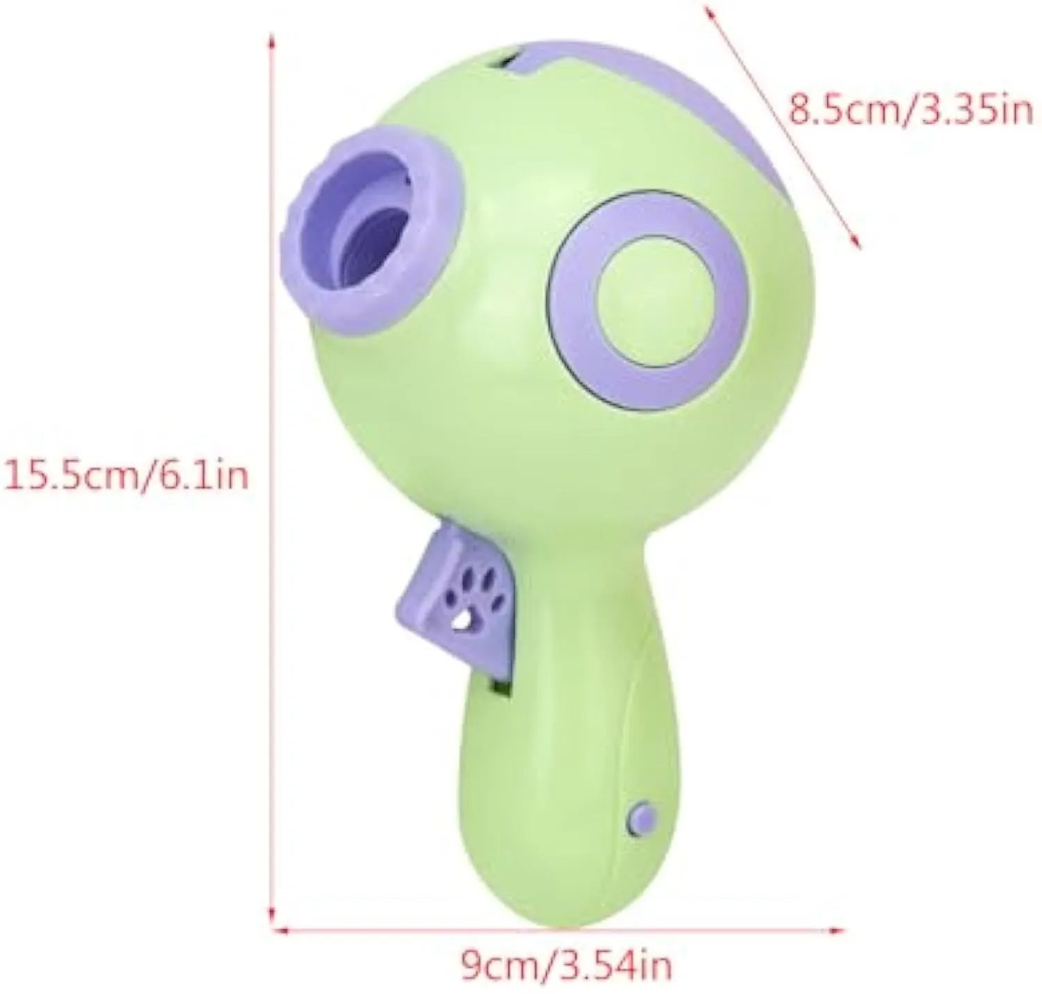 Green, orange, and pink interactive dog treat launcher toy with food dispenser