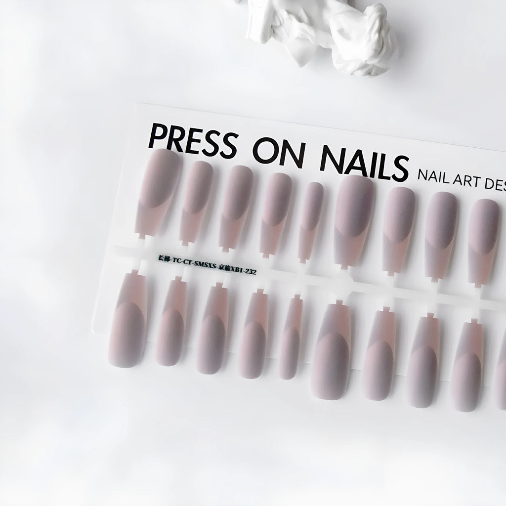 Wear Nail Tip Space French Manicure nail stickers 40-piece set in green and purple with three finish options