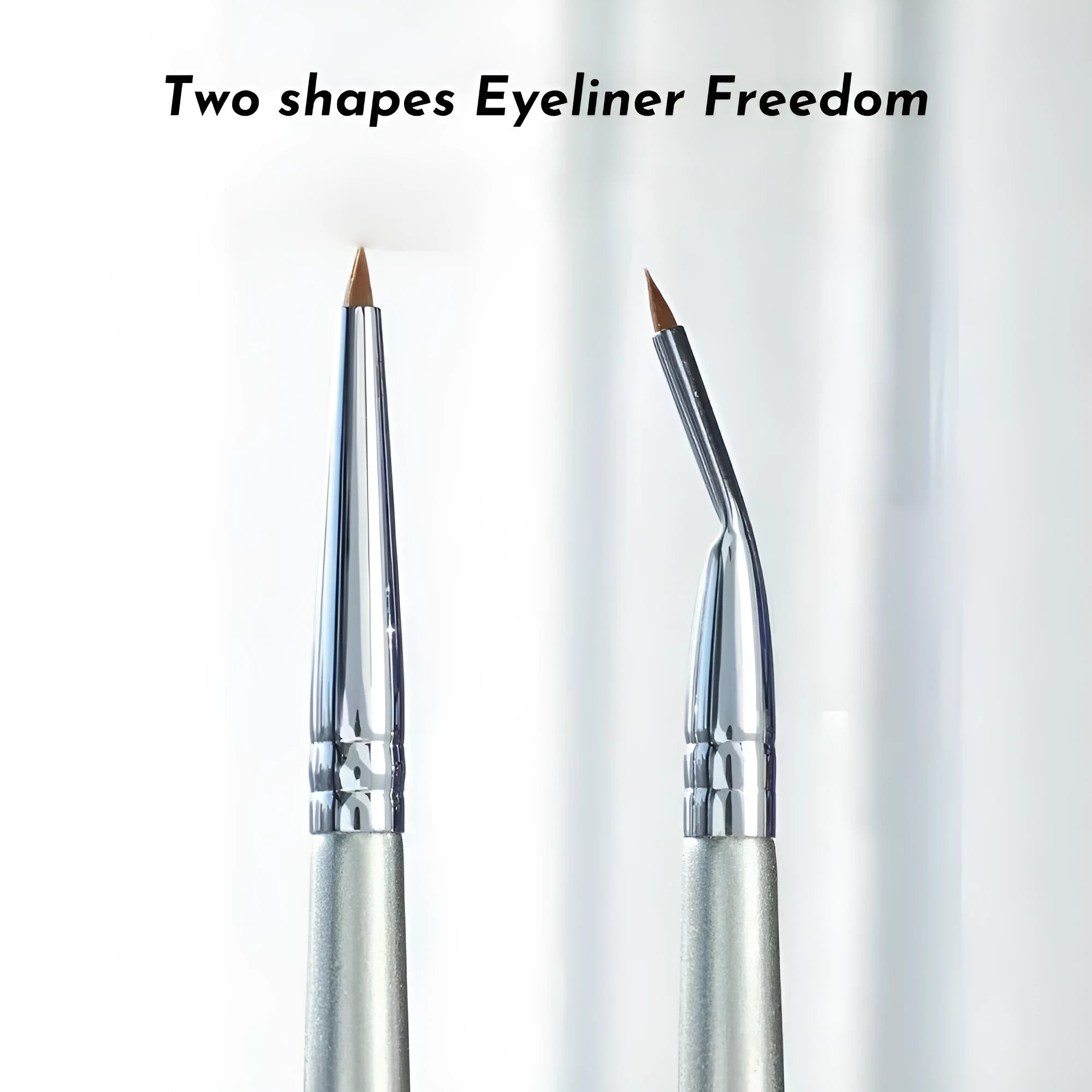 Angled bent head fine tip synthetic eyeliner and concealer makeup brush on a white background.