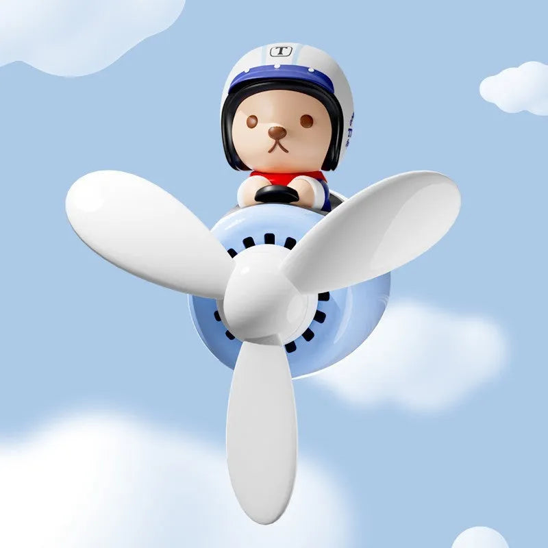 Blue teddy bear car vent aromatherapy ornament with fragrance tablet refills