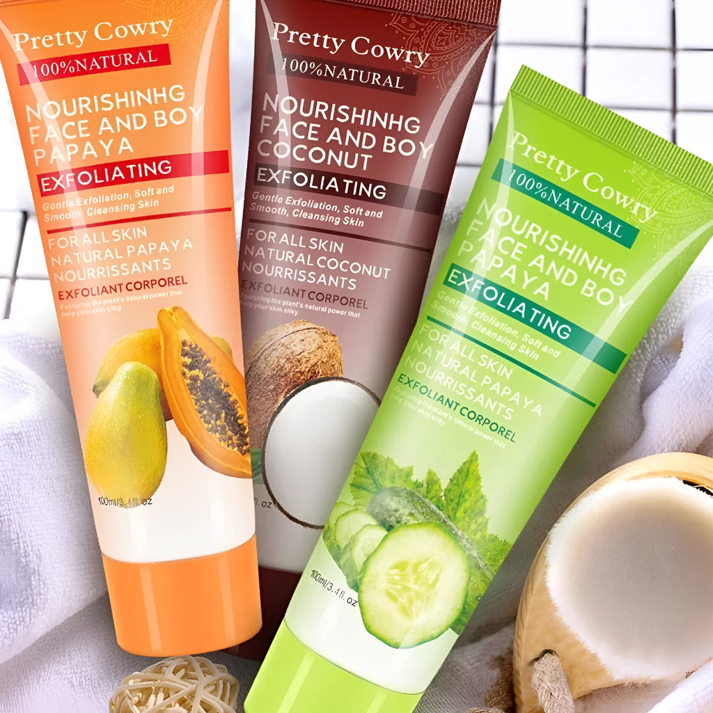 Papaya coconut cucumber facial exfoliating gel cream 100ml tube for deep cleansing and hydration