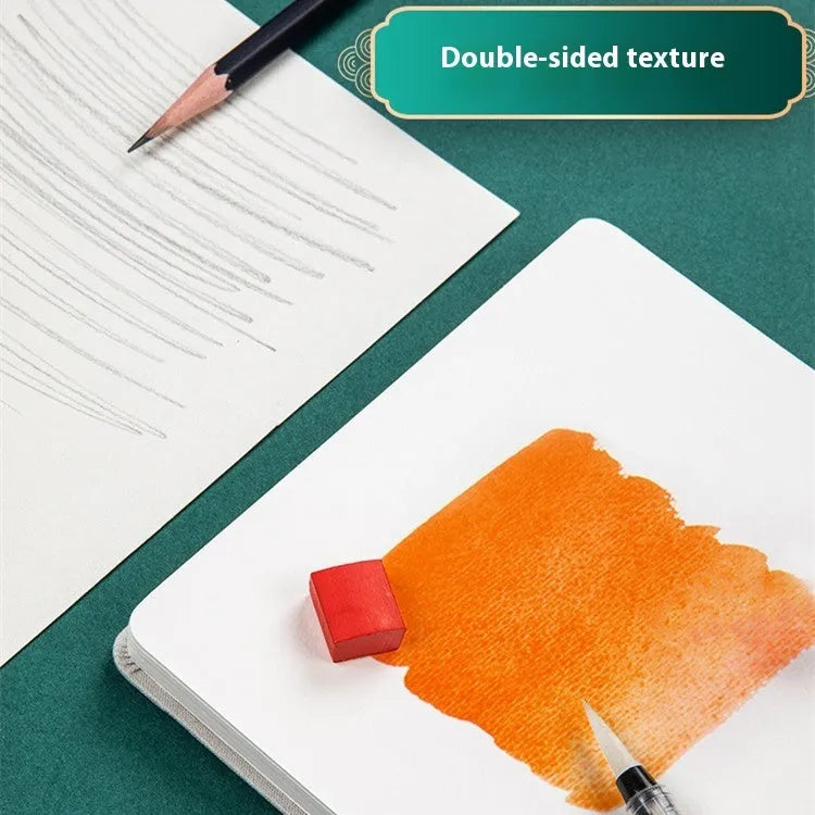 Feiluniao handmade watercolour notebook with fabric cover showing thematic design options