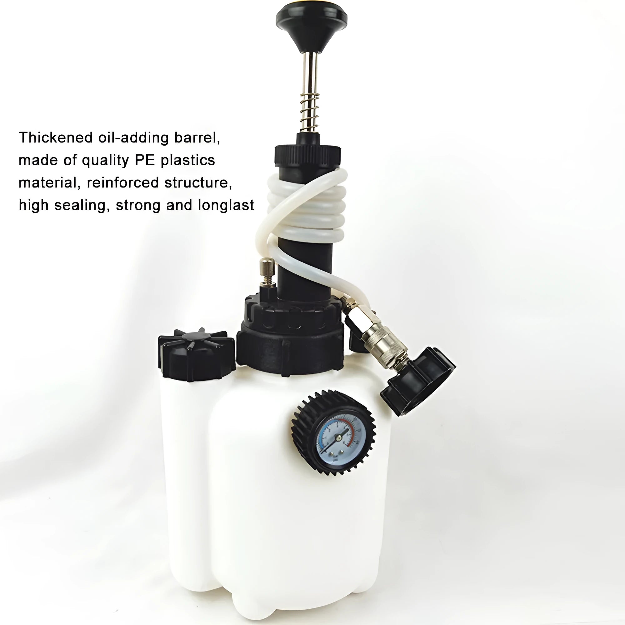 White 3L brake fluid tank replacement tool with copper and iron components