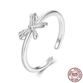 S925 sterling silver bow open ring with adjustable band in silver or gold