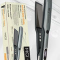 Negative ion hair straightener with tourmaline ceramic plates, 10 temperature settings, available in large or small size