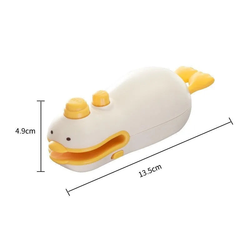 Small yellow duck-shaped rechargeable heat sealing machine with charging cable