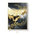 Golden black and white frameless oil on canvas wall art poster and print in sizes 20X30cm to 80X120cm
