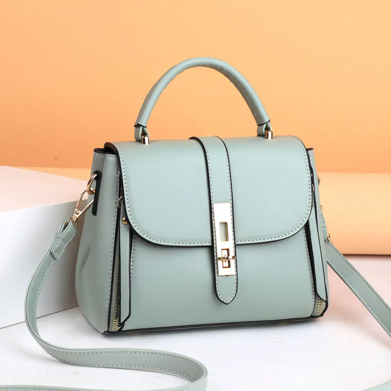 Women's vertical square messenger shoulder bag in soft PU leather with interior lining