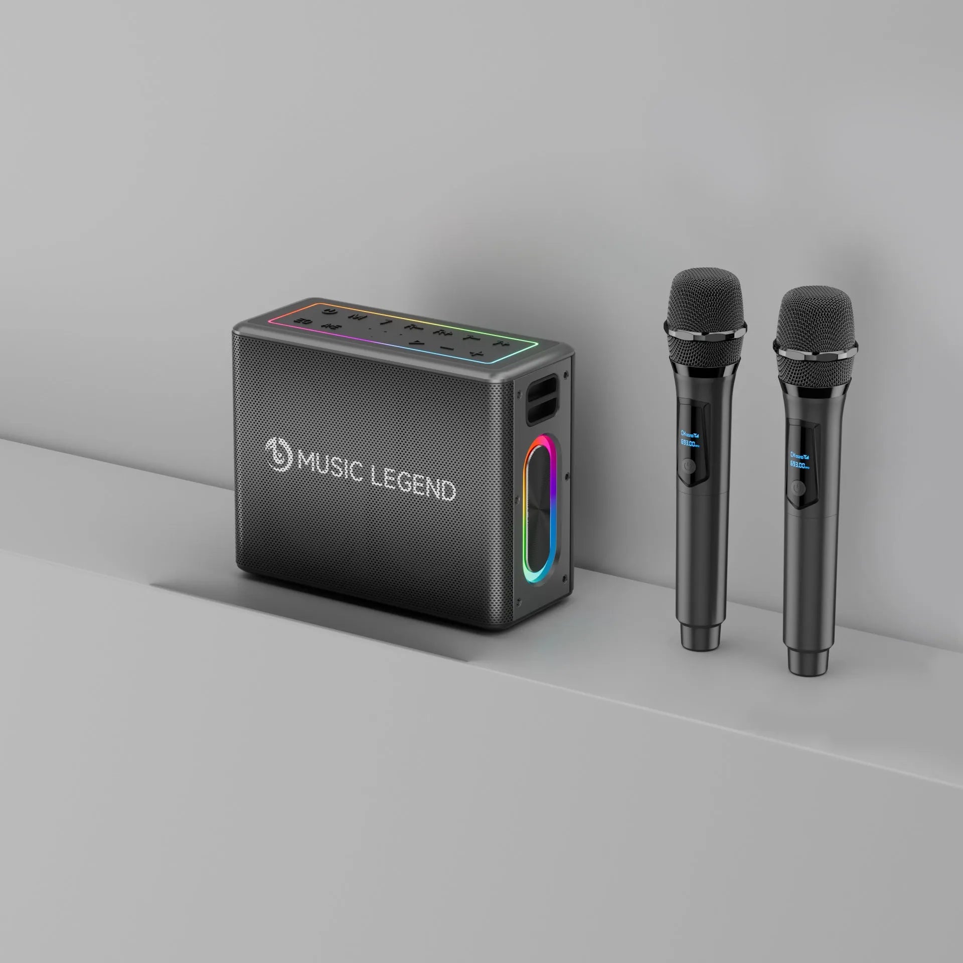 V60 outdoor Bluetooth karaoke speaker with dual microphones in black, 100W waterproof lithium battery portable PA system