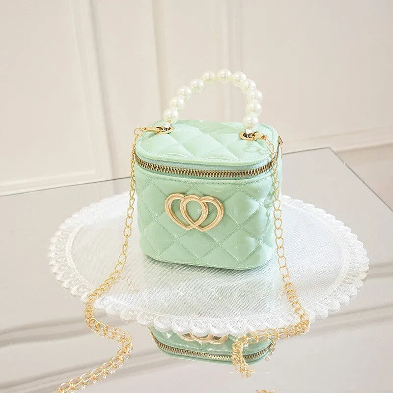 Heart-shaped pattern PVC bucket gel bag in apricot colour