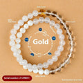 Double ring crystal bracelet with duobao beads in Five Elements colours, Chinese national style geometric design